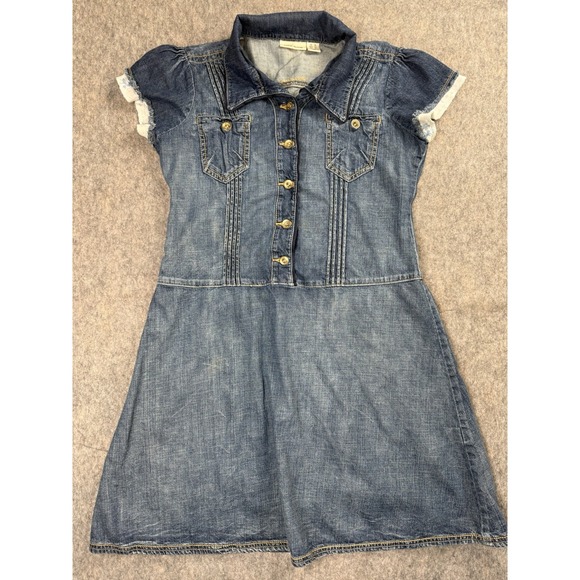 Dkny Dresses & Skirts - DKNY Jeans Denim Mini Dress Women's XL Blue Button Front Collared Y2K